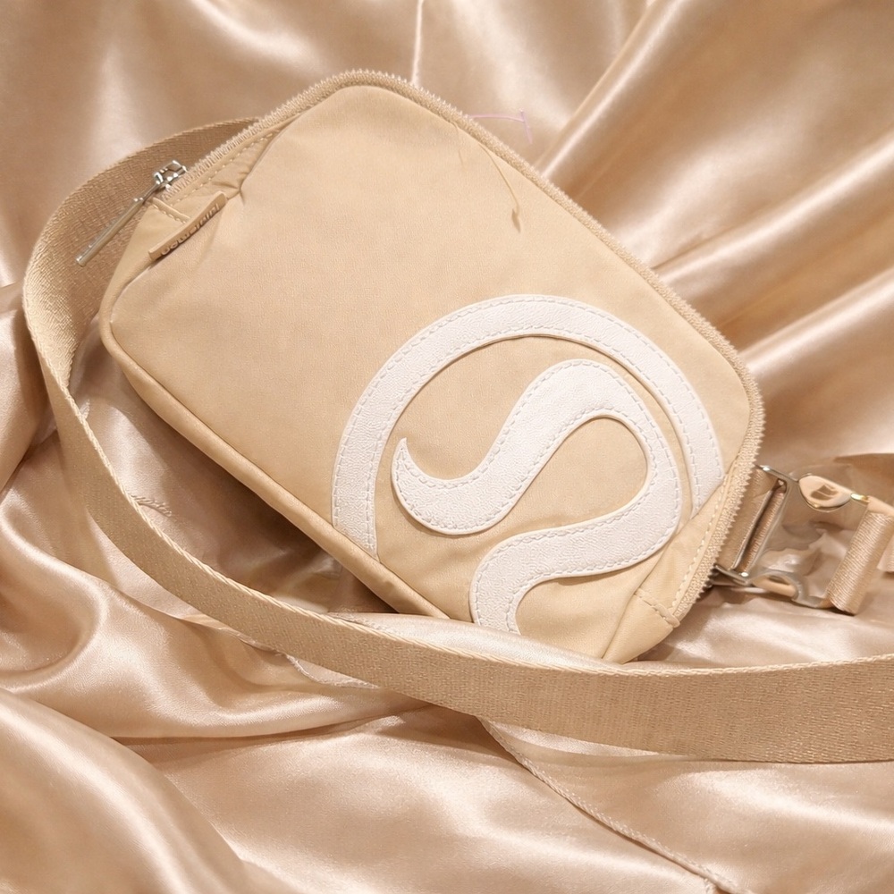 lululemon athletica Beige Mini Crossbody with White Logo Accent